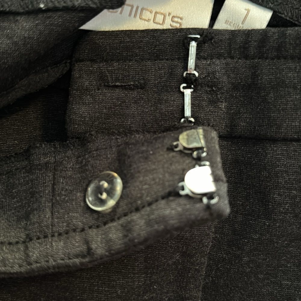 Chicos Regular Knit Womens Dark Grey Career Office Straight Leg Pants Size M - Picture 14 of 16